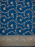 Midnight Blue Plain Crepe Silk Handloom Banarasi Saree - Sacred Weaves