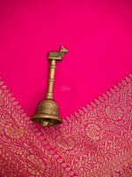 Dark Pink Plain Crepe Silk Handloom Banarasi Saree - Sacred Weaves