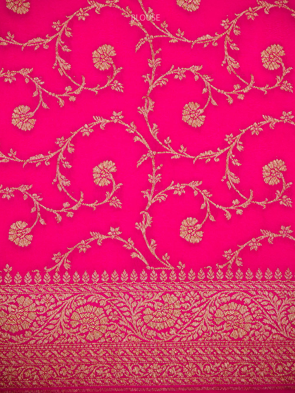 Dark Pink Plain Crepe Silk Handloom Banarasi Saree - Sacred Weaves