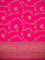 Dark Pink Plain Crepe Silk Handloom Banarasi Saree - Sacred Weaves