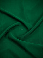 Bottle Green Plain Crepe Silk Handloom Banarasi Saree - Sacred Weaves