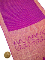 Dark Magenta Booti Crepe Silk Handloom Banarasi Saree - Sacred Weaves