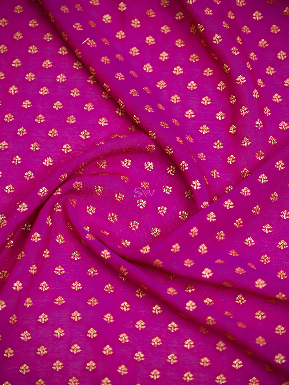 Dark Magenta Booti Crepe Silk Handloom Banarasi Saree - Sacred Weaves