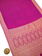 Magenta Booti Crepe Silk Handloom Banarasi Saree - Sacred Weaves