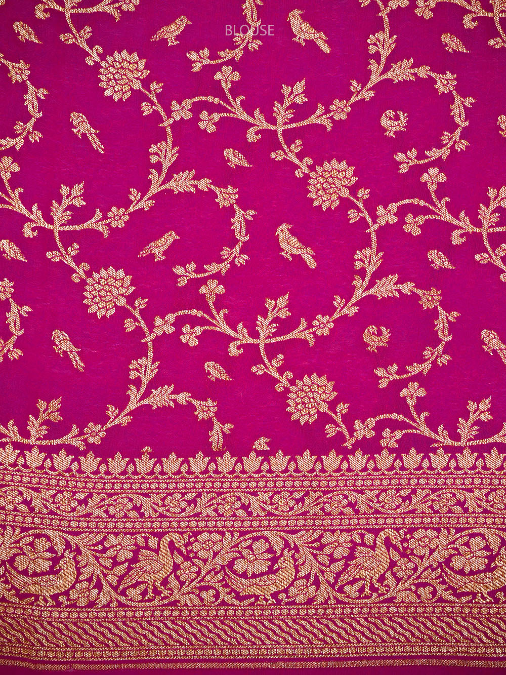 Magenta Booti Crepe Silk Handloom Banarasi Saree - Sacred Weaves