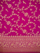 Magenta Booti Crepe Silk Handloom Banarasi Saree - Sacred Weaves