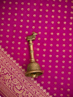 Magenta Booti Crepe Silk Handloom Banarasi Saree - Sacred Weaves