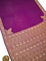 Wine Plain Crepe Silk Handloom Banarasi Saree- Sacred Weaves