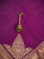 Wine Plain Crepe Silk Handloom Banarasi Saree- Sacred Weaves