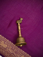 Wine Plain Crepe Silk Handloom Banarasi Saree- Sacred Weaves