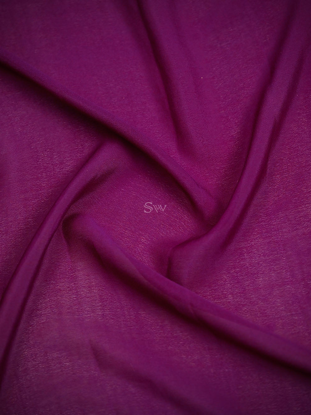 Wine Plain Crepe Silk Handloom Banarasi Saree  - Sacred Weaves
