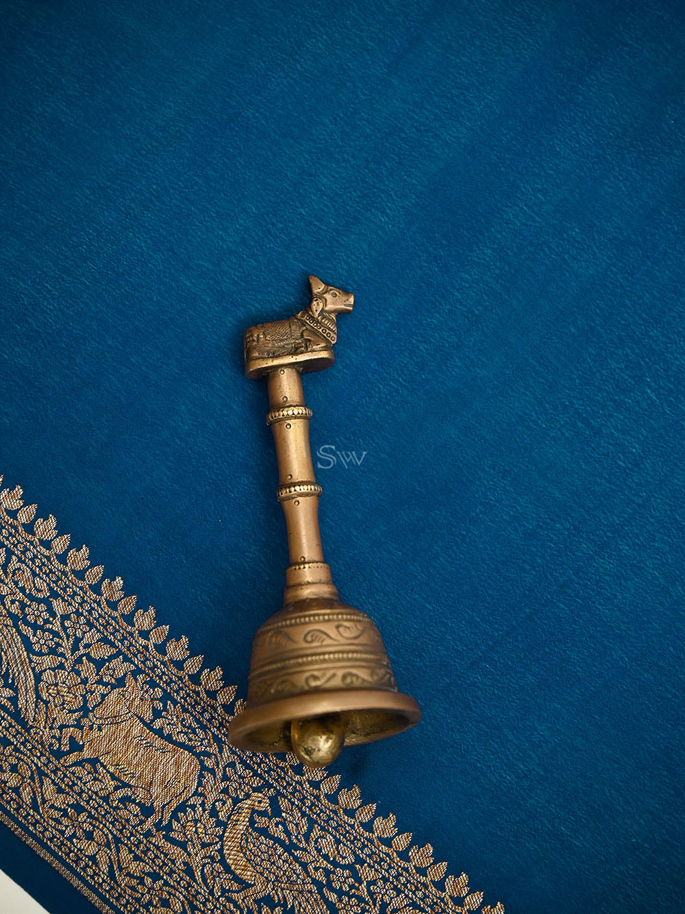 Midnight Blue Plain Crepe Silk Handloom Banarasi Saree - Sacred Weaves