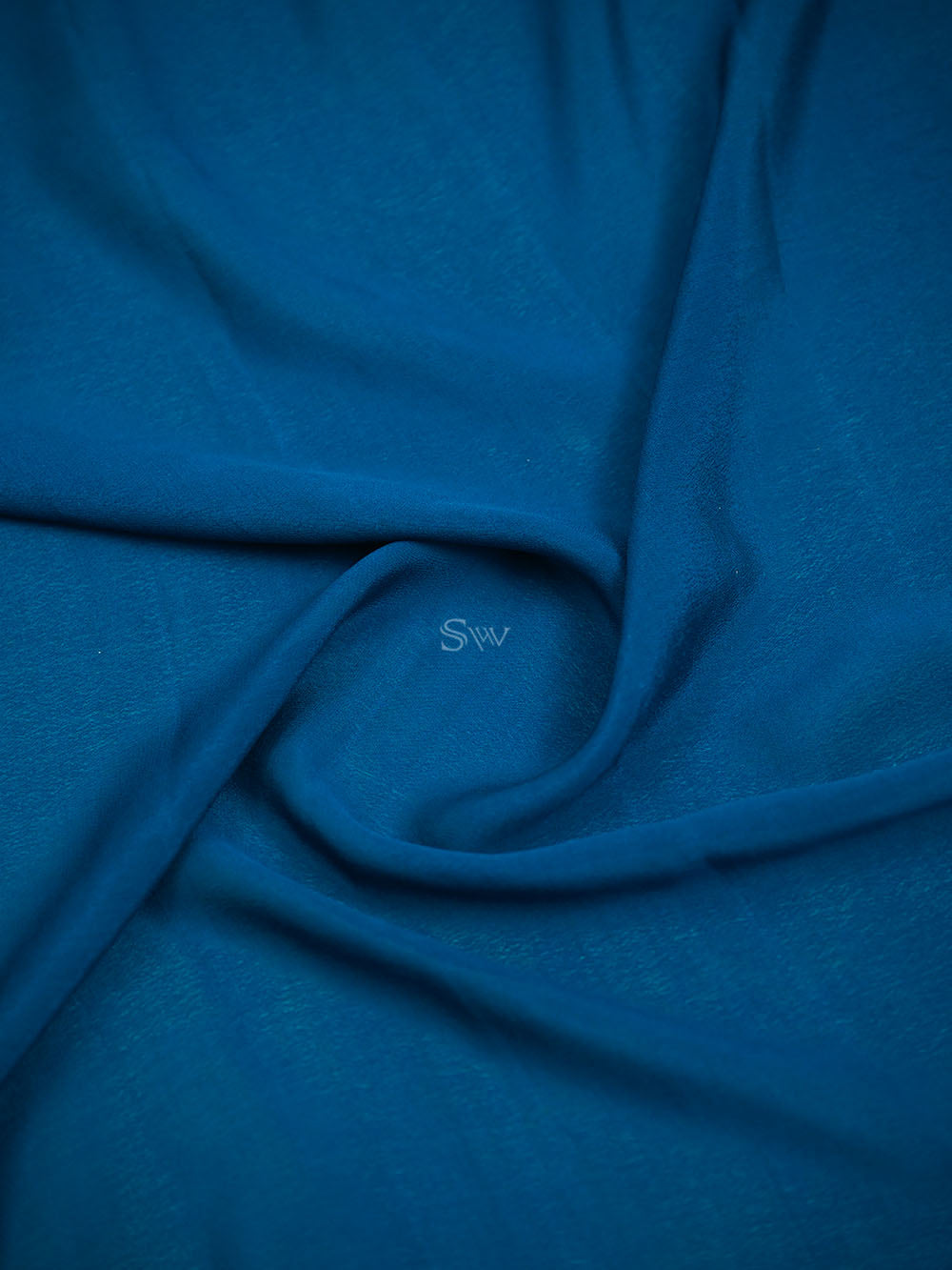 Midnight Blue Plain Crepe Silk Handloom Banarasi Saree - Sacred Weaves