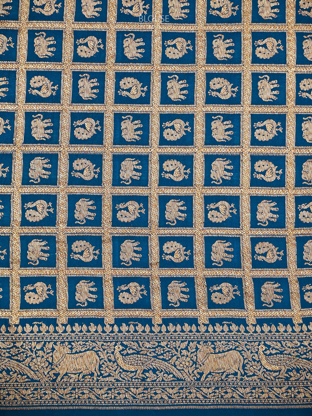 Midnight Blue Plain Crepe Silk Handloom Banarasi Saree - Sacred Weaves