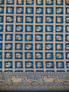 Midnight Blue Plain Crepe Silk Handloom Banarasi Saree - Sacred Weaves