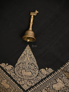 Black Plain Crepe Silk Handloom Banarasi Saree - Sacred Weaves