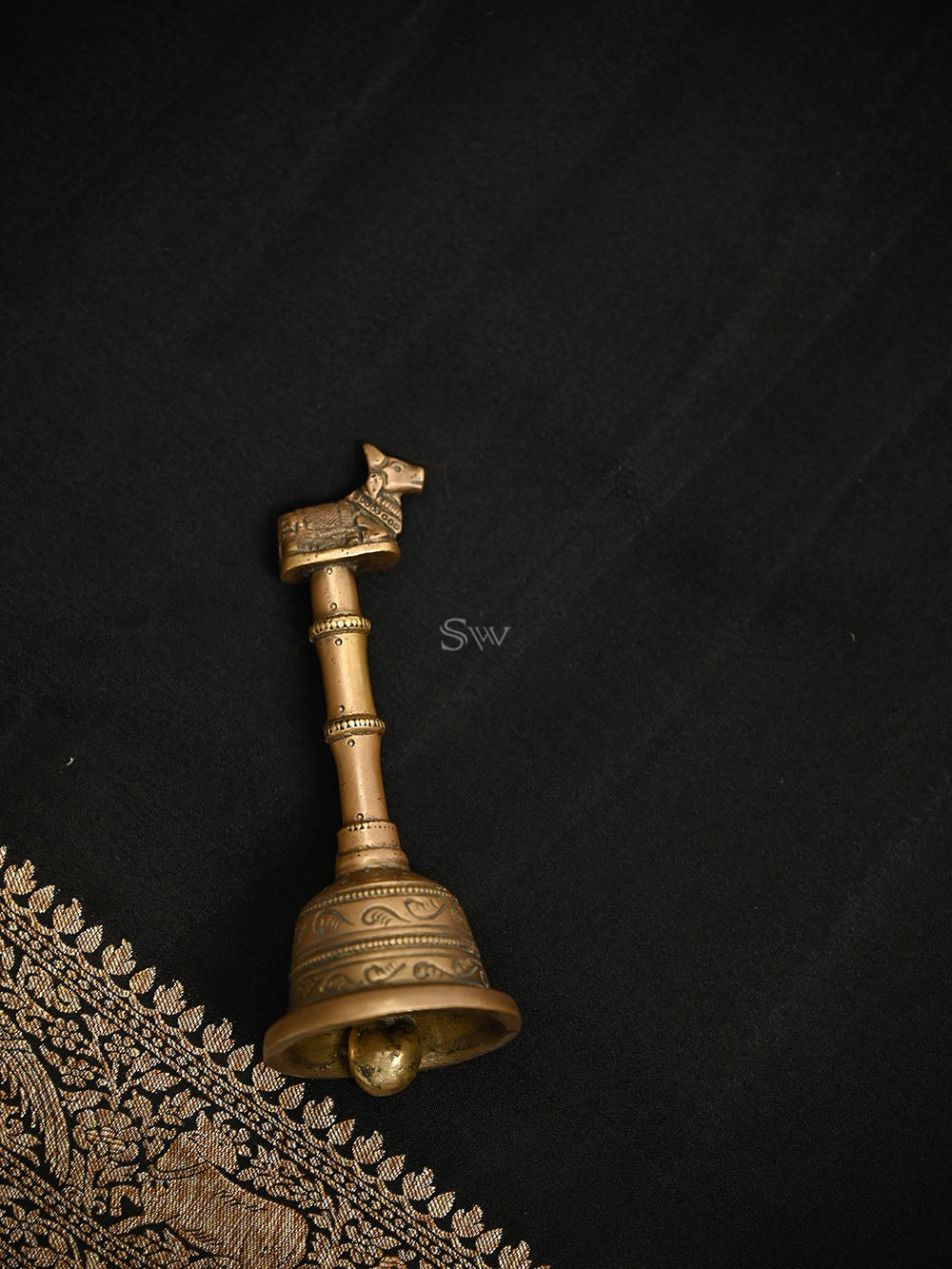 Black Plain Crepe Silk Handloom Banarasi Saree - Sacred Weaves