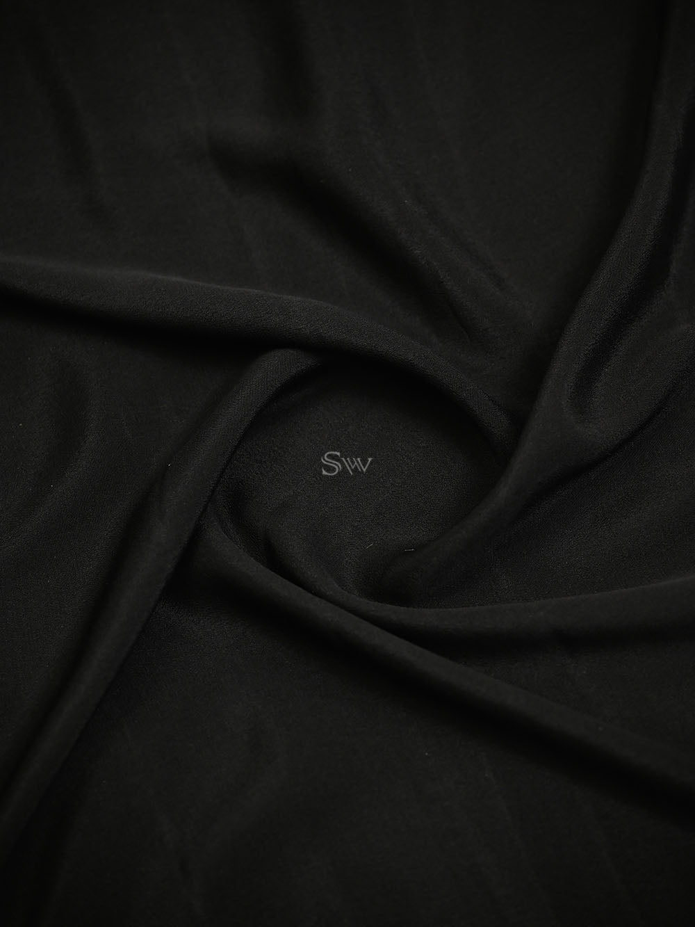 Black Plain Crepe Silk Handloom Banarasi Saree - Sacred Weaves