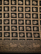 Black Plain Crepe Silk Handloom Banarasi Saree - Sacred Weaves