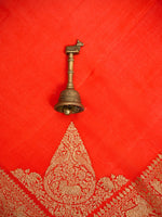 Orange Plain Crepe Silk Handloom Banarasi Saree - Sacred Weaves