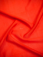 Orange Plain Crepe Silk Handloom Banarasi Saree - Sacred Weaves
