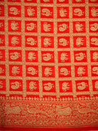 Orange Plain Crepe Silk Handloom Banarasi Saree - Sacred Weaves