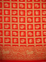 Orange Plain Crepe Silk Handloom Banarasi Saree - Sacred Weaves