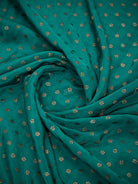 Teal Blue Zari Booti Crepe Silk Handloom Banarasi Saree - Sacred Weaves