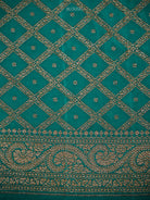 Teal Blue Zari Booti Crepe Silk Handloom Banarasi Saree - Sacred Weaves