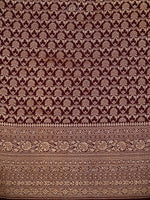 Wine Plain Crepe Silk Handloom Banarasi Saree - Sacred Weaves