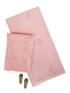 Pastel Pink Embroidered Cotton Handloom Banarasi Suit - Sacred Weaves