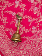 Dark Pink Jaal Katan Silk Handloom Banarasi Dupatta - Sacred Weaves