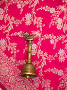 Dark Pink Jaal Katan Silk Handloom Banarasi Dupatta - Sacred Weaves