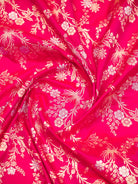 Dark Pink Jaal Katan Silk Handloom Banarasi Dupatta - Sacred Weaves
