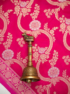 Dark Pink Jaal Katan Silk Handloom Banarasi Dupatta - Sacred Weaves