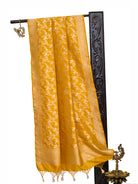 Yellow Jaal Katan Silk Handloom Banarasi Dupatta - Sacred Weaves