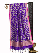 Purple Jaal Katan Silk Handloom Banarasi Dupatta - Sacred Weaves