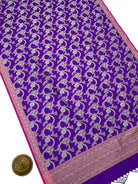 Purple Jaal Katan Silk Handloom Banarasi Dupatta - Sacred Weaves