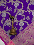 Purple Jaal Katan Silk Handloom Banarasi Dupatta - Sacred Weaves