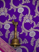 Purple Jaal Katan Silk Handloom Banarasi Dupatta - Sacred Weaves