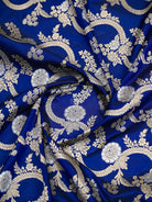 Midnight Blue Jaal Katan Silk Handloom Banarasi Dupatta - Sacred Weaves