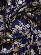 Midnight Blue Jaal Katan Silk Handloom Banarasi Dupatta - Sacred Weaves