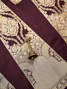 Wine Sona Roopa Satin Silk Handloom Banarasi Lehenga - Sacred Weaves