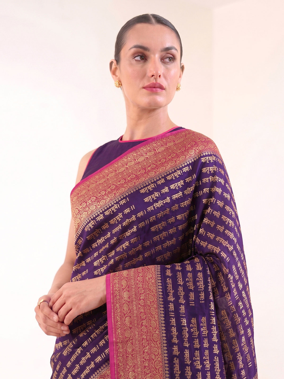 Purple Mantra Khaddi Georgette Handloom Banarasi Saree - Sacred Weaves