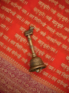 Dark Orange Mantra Khaddi Georgette Handloom Banarasi Saree - Sacred Weaves
