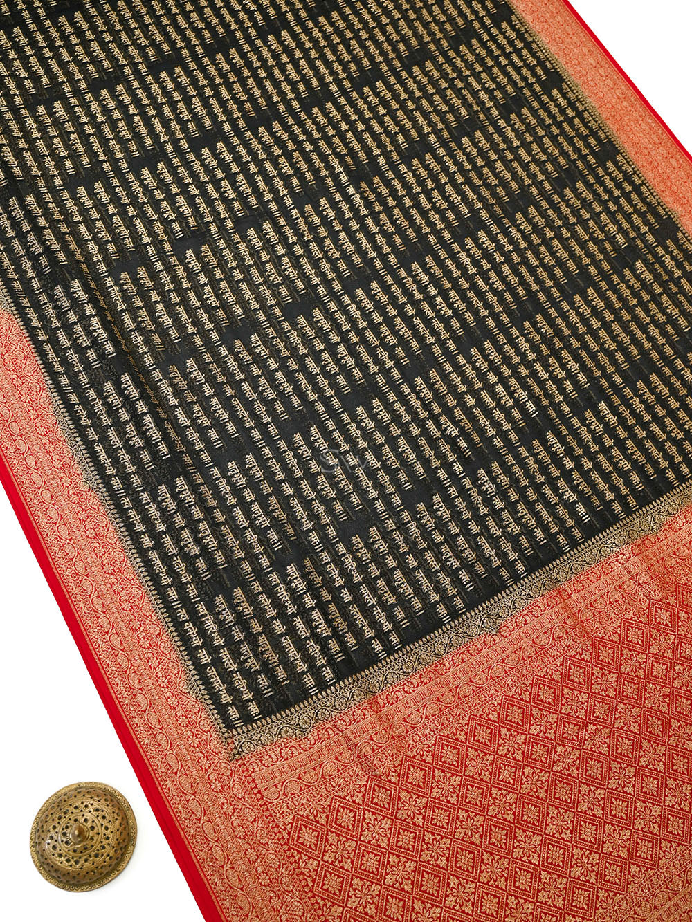 Black Mantra Khaddi Georgette Handloom Banarasi Saree - Sacred Weaves