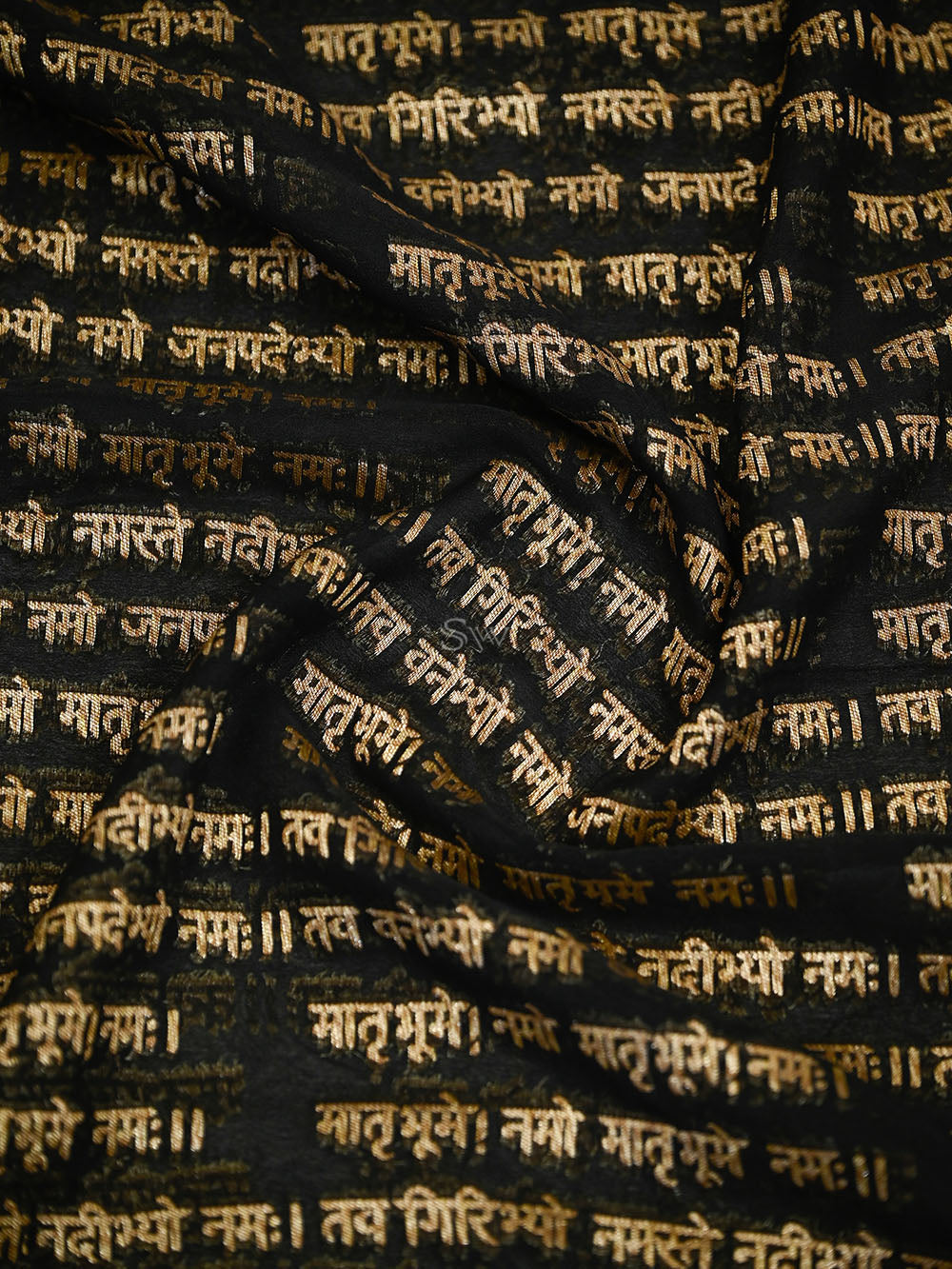 Black Mantra Khaddi Georgette Handloom Banarasi Saree - Sacred Weaves