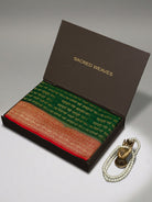 Bottle Green Mantra Khaddi Georgette Handloom Banarasi Saree - Sacred Weaves