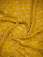 Yellow Mantra Khaddi Georgette Handloom Banarasi Saree - Sacred Weaves