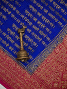 Royal Blue Mantra Khaddi Georgette Handloom Banarasi Saree - Sacred Weaves